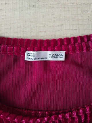 Top terciopelo Zara rojo-rosado