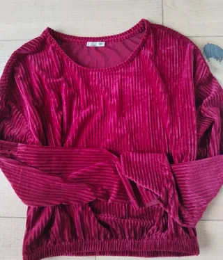 Top terciopelo Zara rojo-rosado