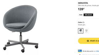 Silla de oficina gris como nueva