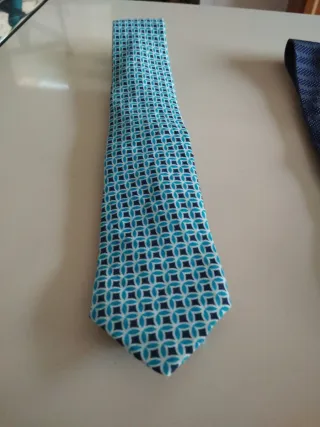Corbata Florentino azul y turquesa 100% Lino