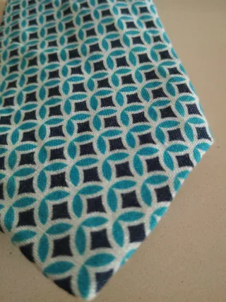 Corbata Florentino azul y turquesa 100% Lino
