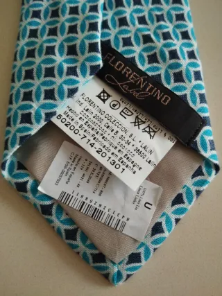 Corbata Florentino azul y turquesa 100% Lino