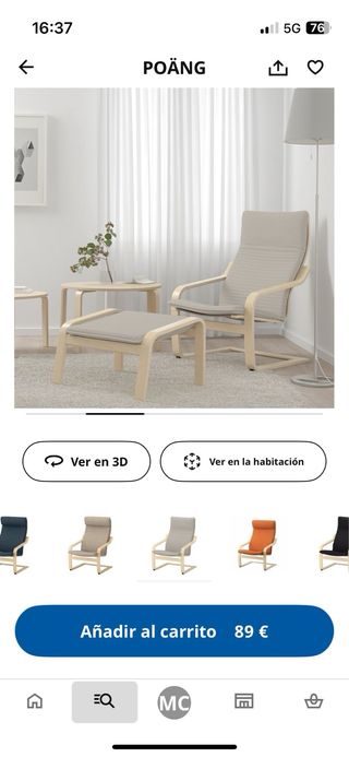 Sillón+reposp+cojines regalo Poäng Ikea