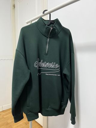 Bershka Sudadera (Zip-up) Verde