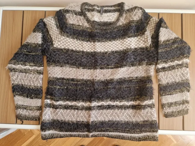 Jersey Naf Naf pelo suave rayas oro y gris