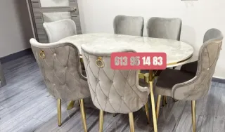 Mesa de comedor ovalada con 6 sillas