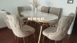 Mesa de comedor ovalada con 6 sillas