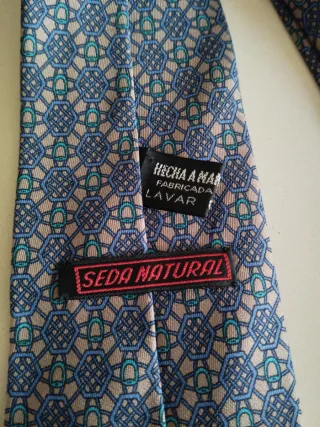 Corbata hecha a mano España Beige/Azul