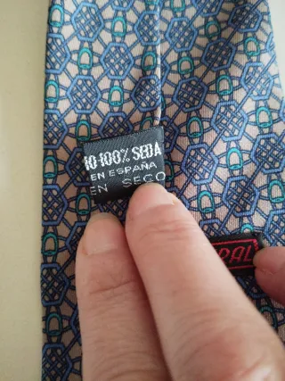 Corbata hecha a mano España Beige/Azul