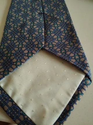 Corbata hecha a mano España Beige/Azul