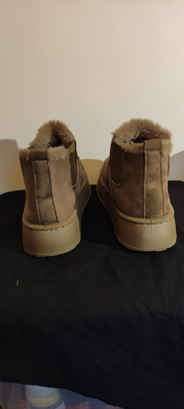 Botines de pelo beige/marrón