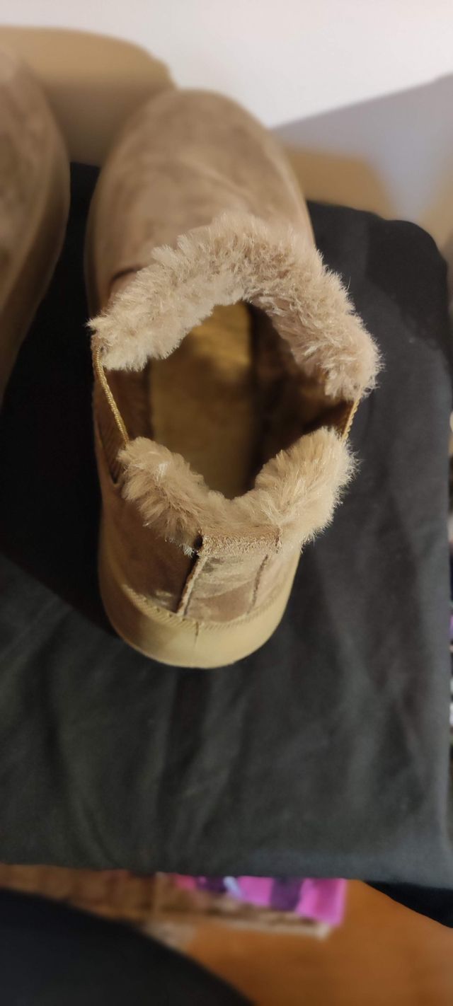 Botines de pelo beige/marrón