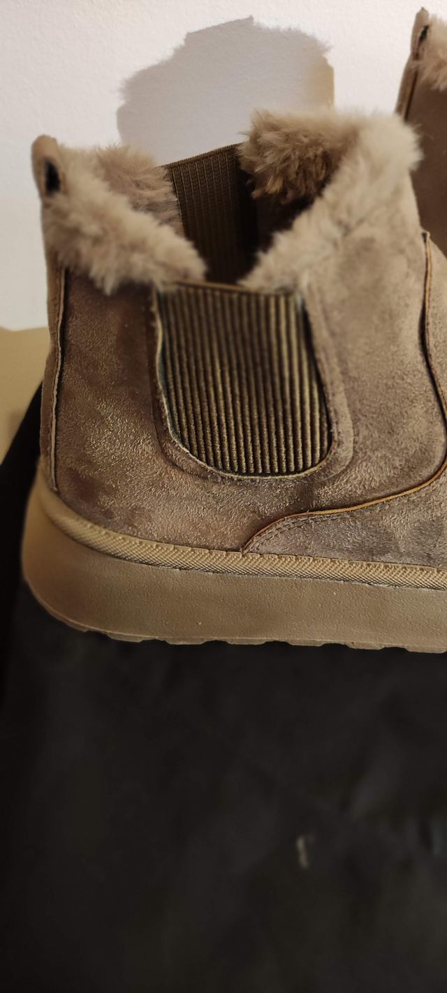 Botines de pelo beige/marrón