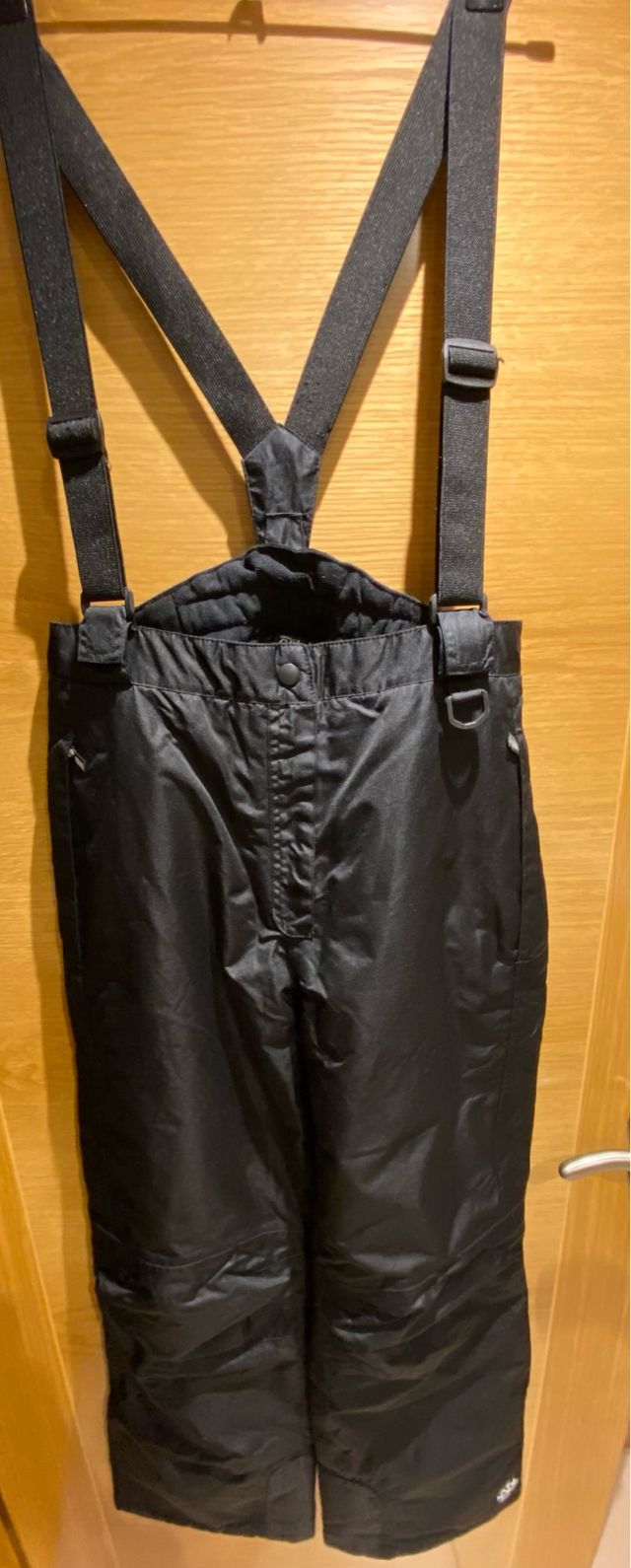 Pantalones de nieve negros con tirantes (12-14años
