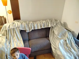 Cortina puente salón tela satinada