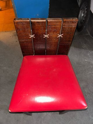 Taburetes altos madera y cuero