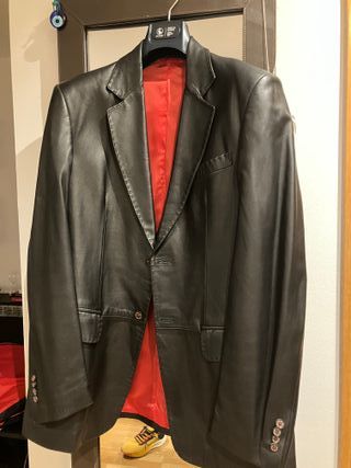 Americana de piel CH hombre negra talla 48/50