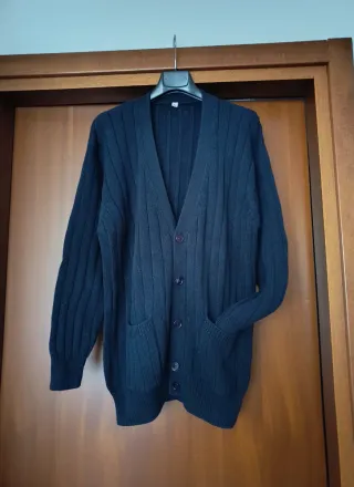 Cardigan uomo vintage anni '90 in cotone, blu
