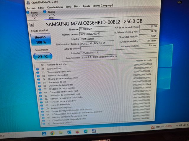SSD M.2 NVMe - 256GB Samsung 2242 / 2280
