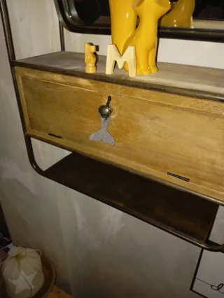 Mueble recibidor vintage metal madera