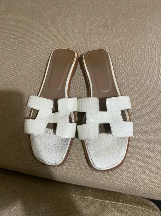 Sandalias originales Hermes Cocodrilo Blancas