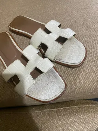 Sandalias originales Hermes Cocodrilo Blancas