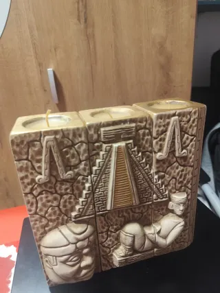 Vela/ porta vela Cerámica Estilo Maya