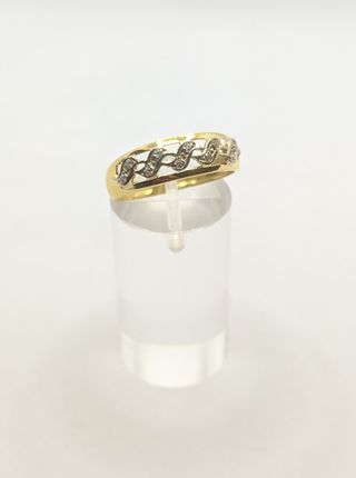Anillo de oro combinado 18k circonita, 2.2g, T-20.