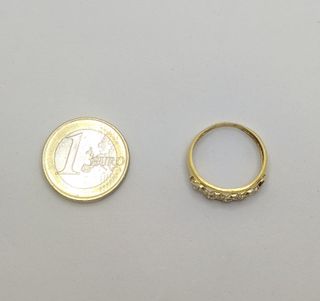 Anillo de oro combinado 18k circonita, 2.2g, T-20.
