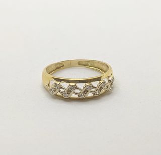 Anillo de oro combinado 18k circonita, 2.2g, T-20.