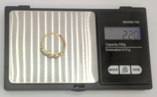 Anillo de oro combinado 18k circonita, 2.2g, T-20.