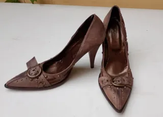 Zapatos de tacón piel mujer marrones