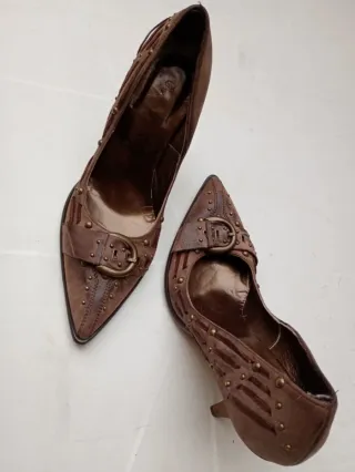 Zapatos de tacón piel mujer marrones