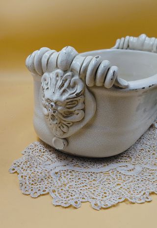 Raffinata Fioriera/Ciotola Ovale in Ceramica