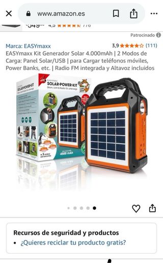Generador Solar EASYmaxx 4000mAh