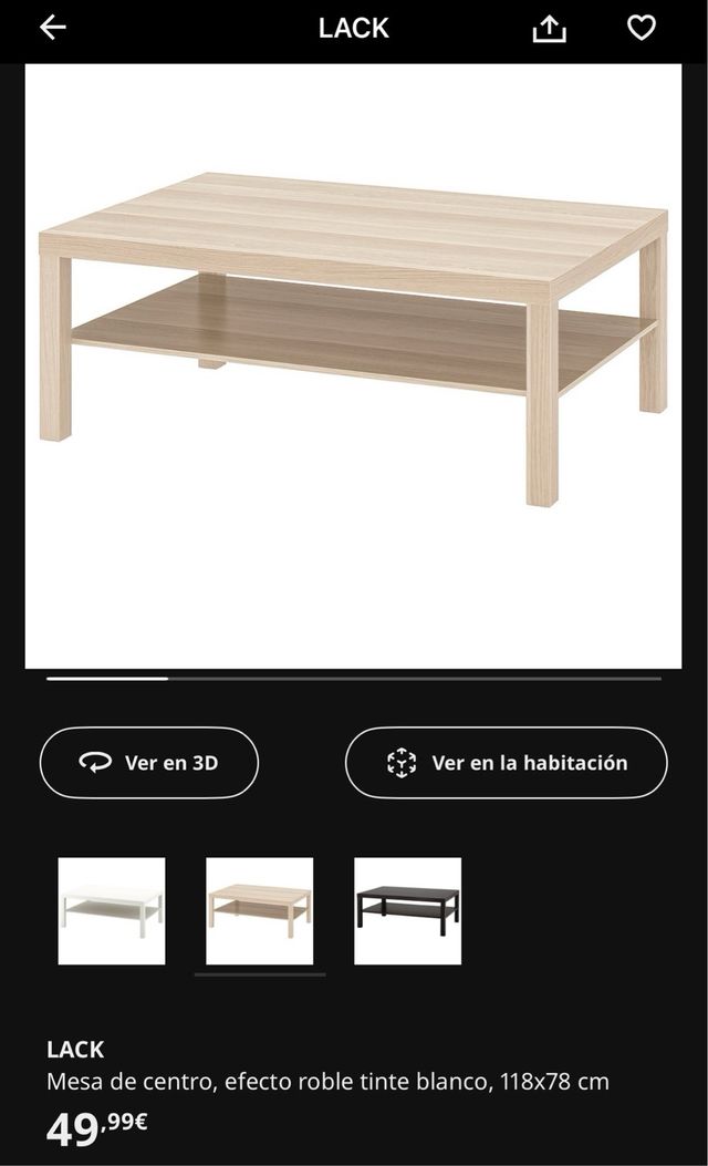 Mesa Centro Ikea Lack Roble 120x80