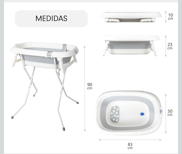 Bañera Bebé Plegable con Soporte.Regalo accesorio