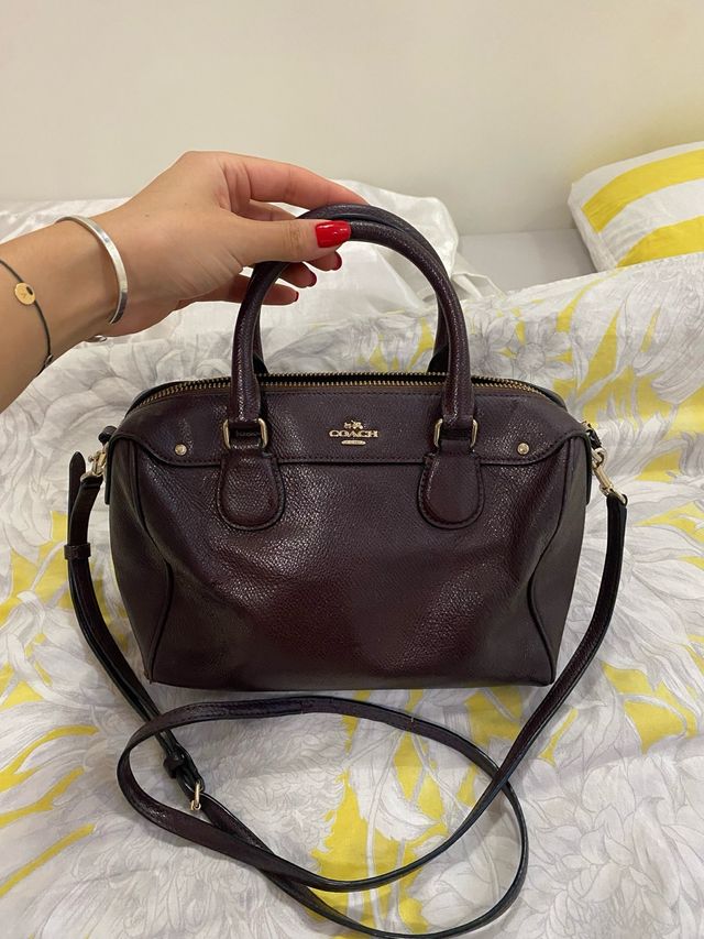 Bolso de mano Coach Piel Rojo Burdeos Mediano