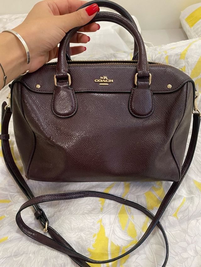 Bolso de mano Coach Piel Rojo Burdeos Mediano