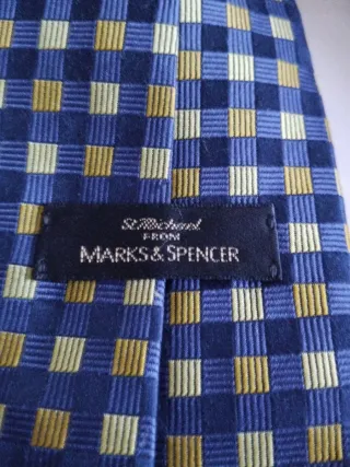 Corbata Marks & Spencer cuadros azul y amarillo
