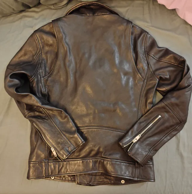 Chaqueta Piel Biker Hombre Negra. Talla M.