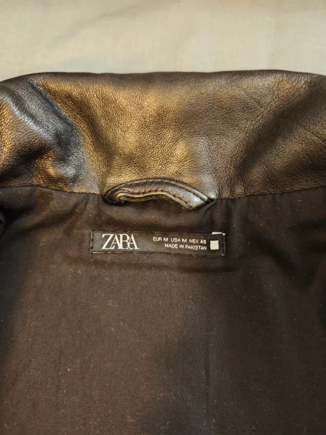 Chaqueta Piel Biker Hombre Negra. Talla M.