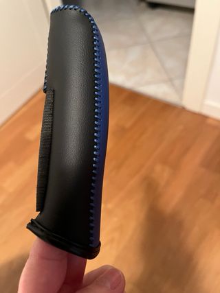 Copri leva cambio in pelle blu