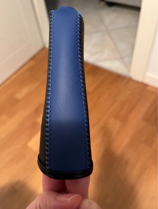 Copri leva cambio in pelle blu