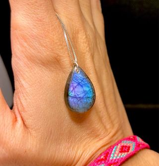 Collar Labradorita Azul y Morada, en plata 925