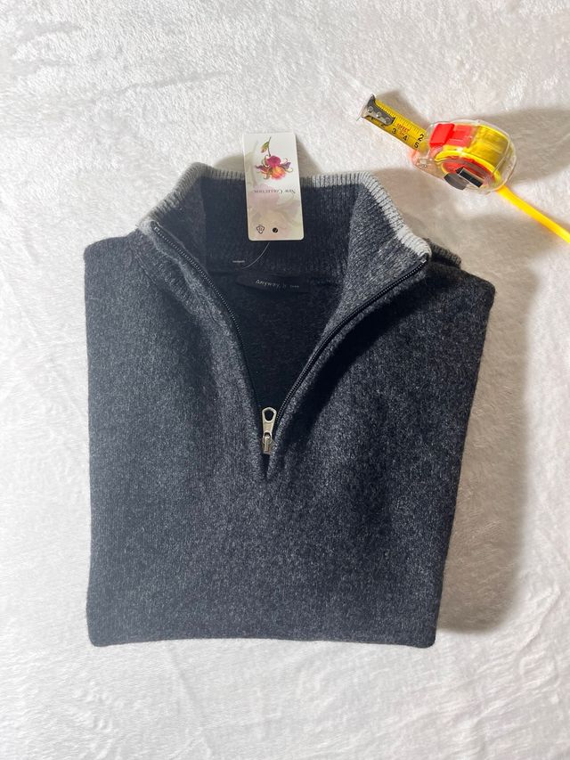 Maglione uomo Anyway, be nuovo con zip – 80% lana