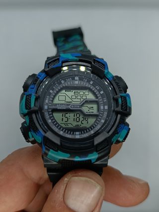 Reloj Digital Militar Camuflaje Azul/Verde