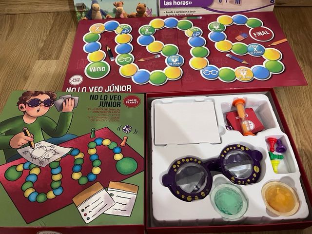 Lote juegos de mesa infantiles, reloj y puzzle