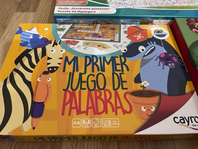 Lote juegos de mesa infantiles, reloj y puzzle