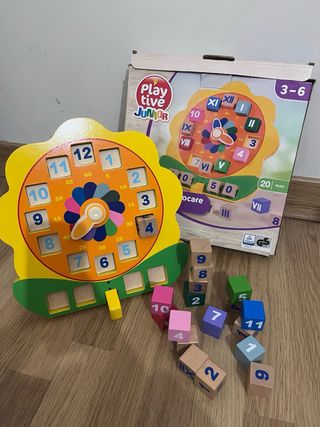 Lote juegos de mesa infantiles, reloj y puzzle